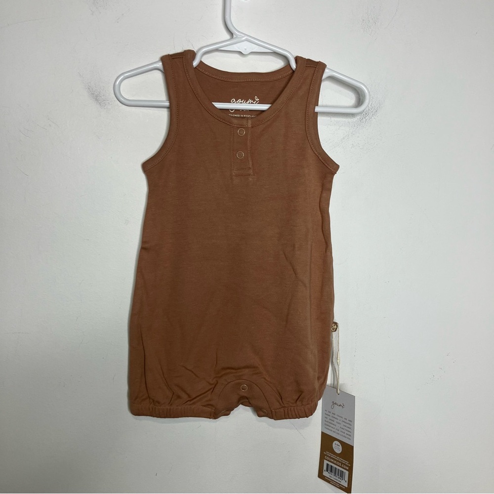 Goumi quick change romper‎ caramel cognac babies size 3-6 months organic cotton